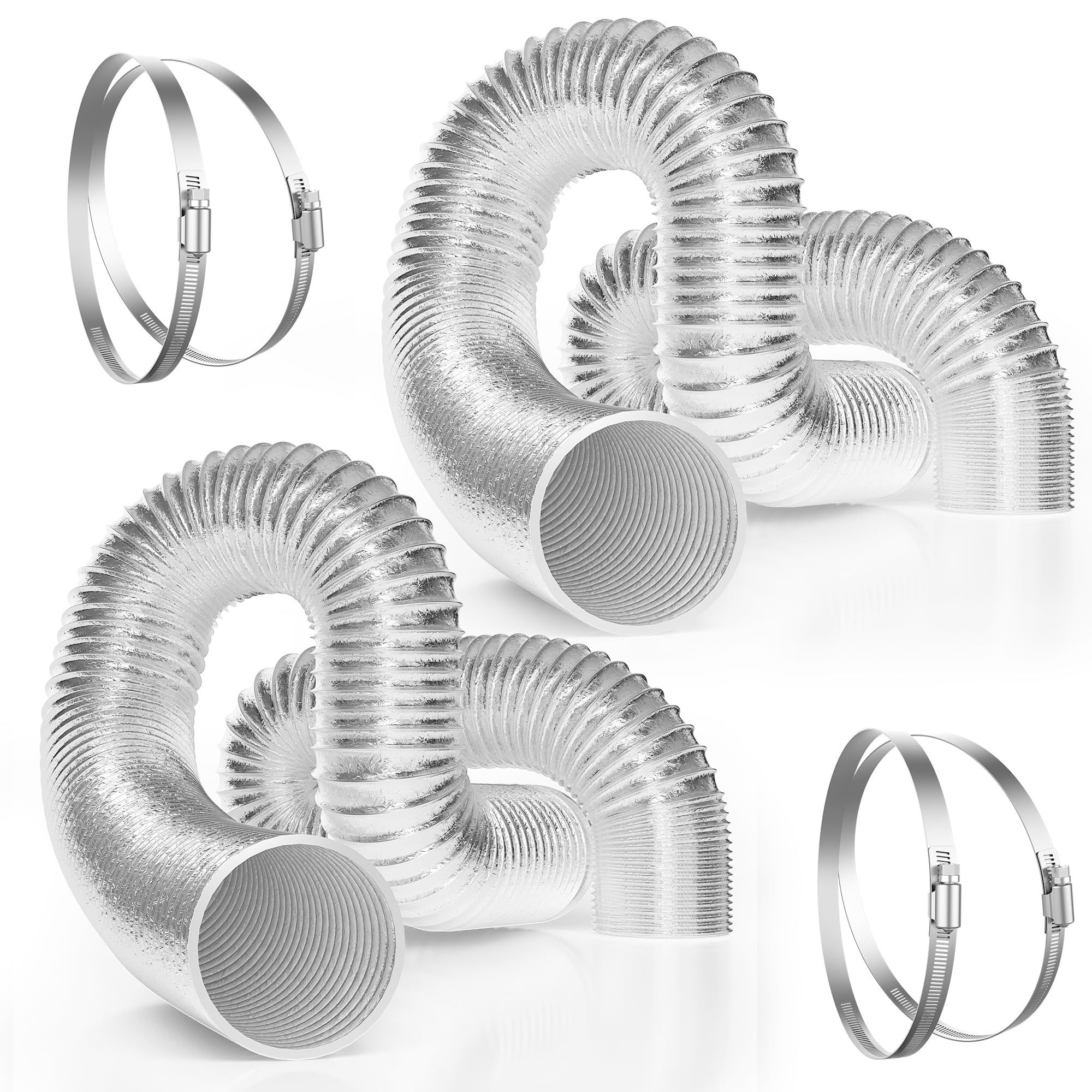 VIVOSUN 4 Inch 8 Feet Non-Insulated Flex Air Aluminum Ducting For HVAC
