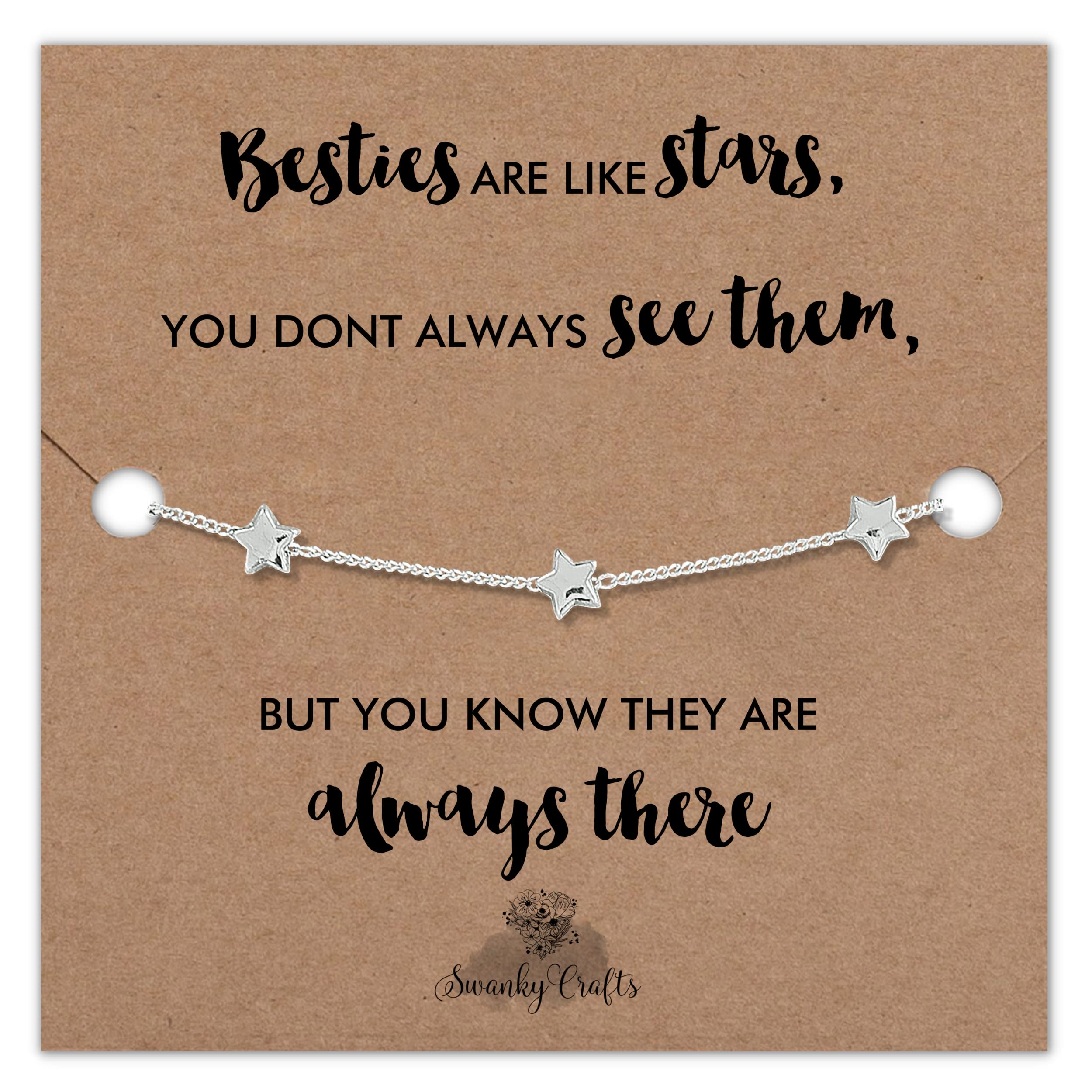 Swanky Crafts Bestie Bracelet - Silver Star Bracelet, Best Friend Gift For Women - Fits, Perfect For Any Occasion
