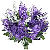 HO2NLE 10Pcs Lilac Flowers Artificial Bouquet Fake Purple Flowers Faux Lilacs Mix Bush Artificial Purple Silk Flower Bulk Arrangements Summer for Table Centerpieces Home Kitchen Wedding Decorations