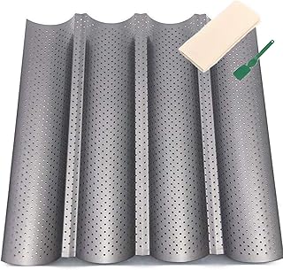 RAIN QUEEN Baguette Backform, Baguetteblech, 4 Baguette, Baguette-Backblech für Backen Französisches Antihaft Baguette-Backblech Gebäckschutztuch Leinentuch Brotschneider (Set 3)