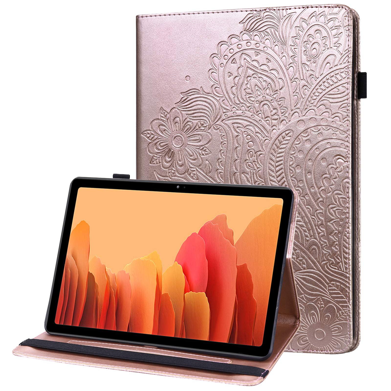 GLANDOTU Case for Huawei MatePad 10.4 inch 2022/MatePad 5G PU Leather Case lightweight Folio Flip Tablet Embossed Leather Cover Case with fold Stand Protective Shell - Rose gold