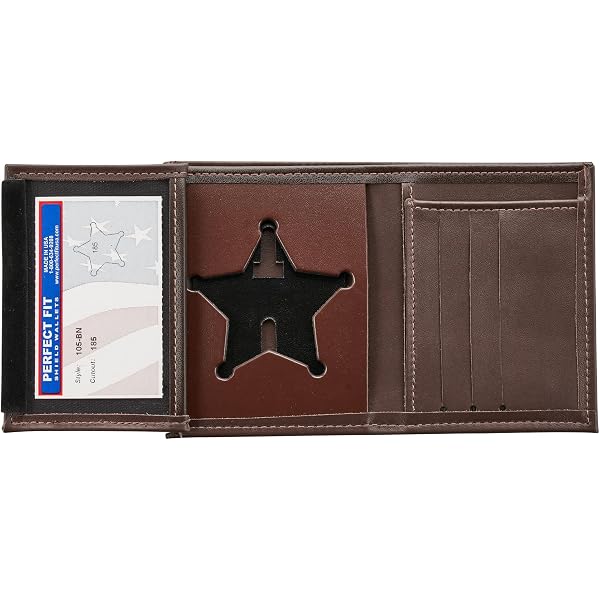 thumbnail image 2 of Perfect Fit Ohio Sheriff Badge Wallet - Black Leather Bi-Fold, Fits 5-Point Star Badge 2 of 4