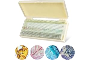 MAXLAPTER 50Pcs Microscope Slides with Specimens for Kids Adults Students, Prepared Microscope Slides Set Professional Specimens for Kids Biology and Science Early Education