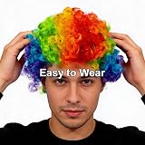 SHATCHI Afro Wig Curly Rainbow Fancy Dress Unisex 60s 70s 80s Costume view 6