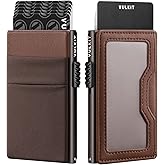 VULKIT Minimalist Wallet with ID Window & EDC Pocket Pop Up Card Holder RFID Blocking Slim Wallet Design for Airtag Cash Coins & Credit Cards