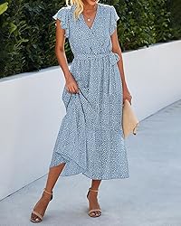 BTFBM Women Summer Bohemian Floral Casual Wrap V