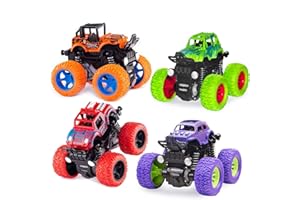 taessv Monster Truck Toys - Friction Powered Toy Cars Push and Go Vehicles for Toddlers Kids Best Christmas Birthday Party Gift for Boys Girls Aged 3 and Above 4-Pack