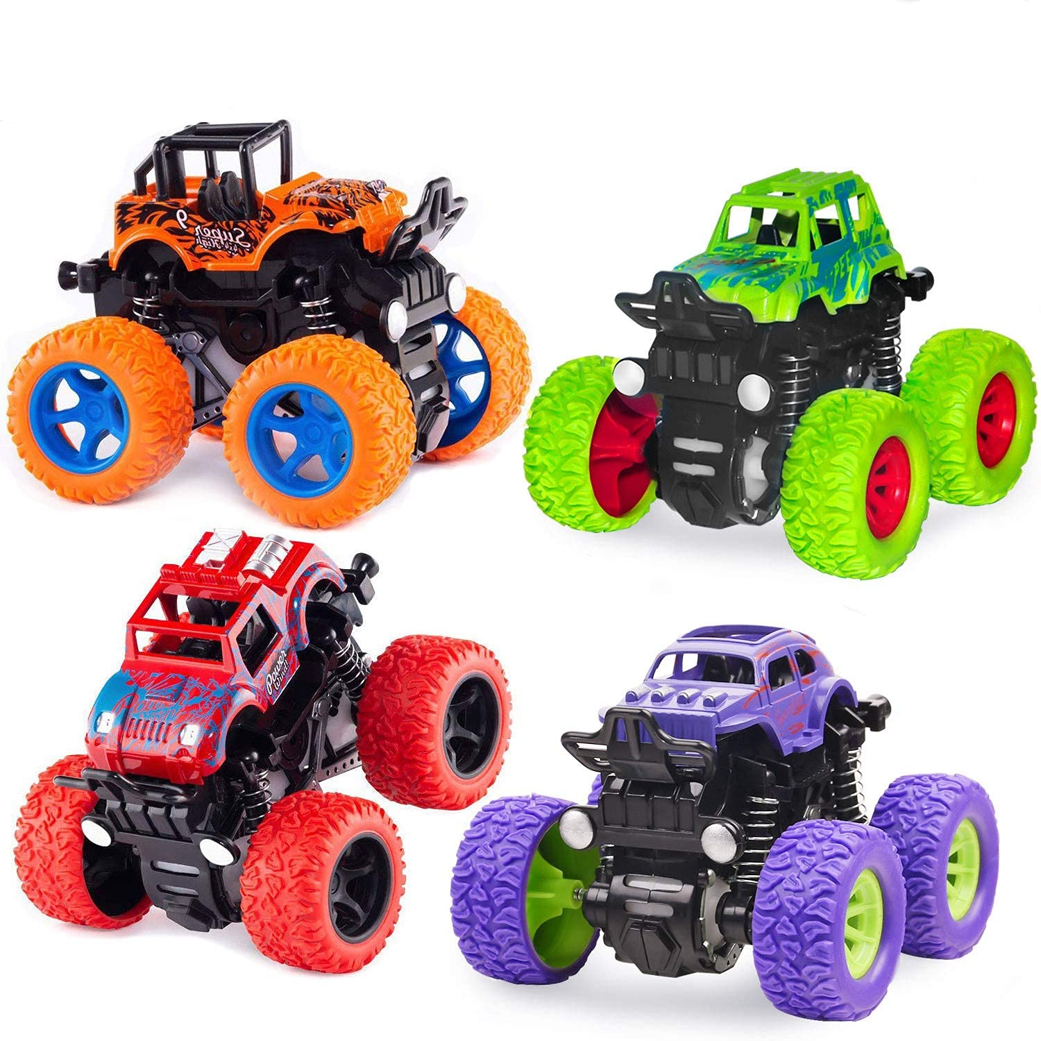 Photo 1 of taessv Monster Truck Toys - Friction Powered Toy Cars Push and Go Vehicles for Toddlers Kids Best Christmas Birthday Party Gift for Boys Girls Aged 3 and Above 4-Pack