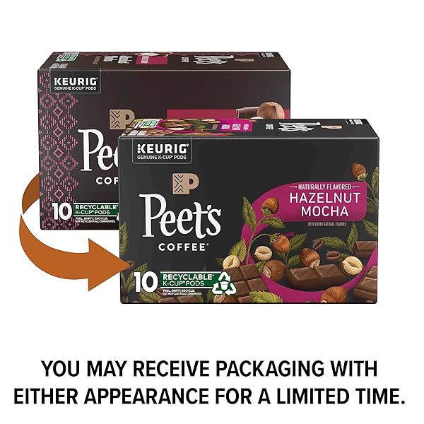 PEET’S COFFEE, FLAVORED LIGHT ROAST KEURIG K-CUP PODS – HAZELNUT MOCHA 10 COUNT (1 BOX OF 10 K-CUP PODS)