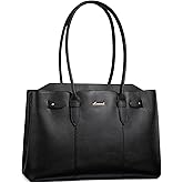 LOVEVOOK Laptop Tote Bag for Women, 15.6 Inch Waterproof Leather Computer Work Purse with Zipper for Teacher & Travel