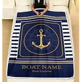 Personalized Boat Blanket for Owners - Custom Nautical Anchor Throw Boat Name, Welcome Aboard Soft Fleece Plush Sherpa, Ideal Boating Gift, Durable Yacht Bedding Cabin Decor Marina Lake House Life