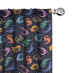 Lunarable Reptile Window Curtains, Colorful