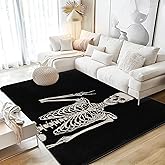 Area Rug 5x7 Washable Rug Low-Pile Machine Washable Funny Skull Skeleton Rugs for Living Room, Non-Slip Backing Indoor Floor Rugs Carpet for Bedroom Laundry Home Office