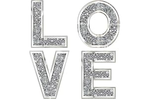 ZOLAPI 4 pcs Independent Letters Love.Glam Crystal Diamond Letters.Silver Mirror Glass Home Decoration for Wall, Fireplace, B