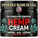 Healthergize Hemp Cream Maximum Strength-Full Body Hemp Lotion Relief-Instant Results-Hemp Oil Infused-Lavender, Aloe, Turmeric, Aches, Muscles, Joints, Back, Knees, Neck-Made in USA