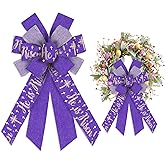 Glodecart Large Christian Bow for Wreath, Purple Religion Christian Cross Wreath Bow for Front Door Indoor Outdoor Wall Tree Topper Decoration Party Supplies Hanging Ornament Spring Religion Bows