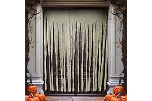 Watayo 2 Pcs Extra Large Halloween Door Curtain Decoration- 84 x 60 Inch Doorway Curtain Creepy Decoration- Scary Spooky Cloth for Halloween Party Haunted House Entrance Decor (White)