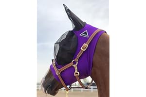 TGW RIDING Horse Fly Mask Super Comfort Horse Fly Mask Elasticity Fly Mask with Ears We Only Make Products That Horses Like… (Dk Purple, M)