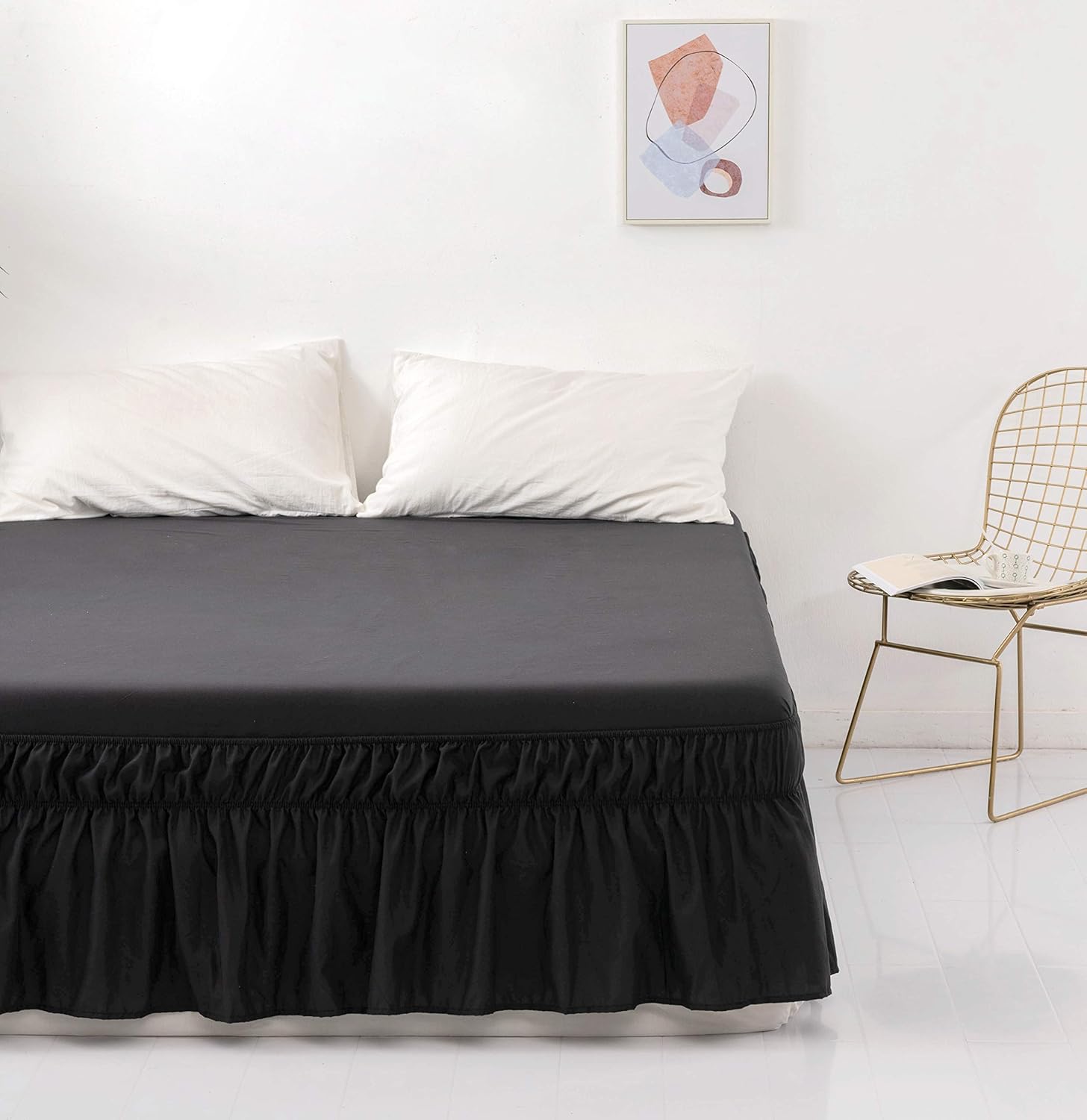 AYASW Bed Skirt and Fitted Sheet 2 Piece Dust Ruffle Three