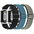 【3Pack】Kabbba Elastic Watch Band Compatible with Fitbit Charge 5/Charge 6,Stretch Woven Soft Nylon Sport Breathable Wristband Replacement Women Men for Fitbit Charge