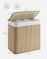 SONGMICS LCB091N01 150L 3-Compartment Laundry Basket with Bamboo Lid view 8