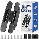 Upgraded Invisible Door Hinges 2 Black-6 inch 3 Way