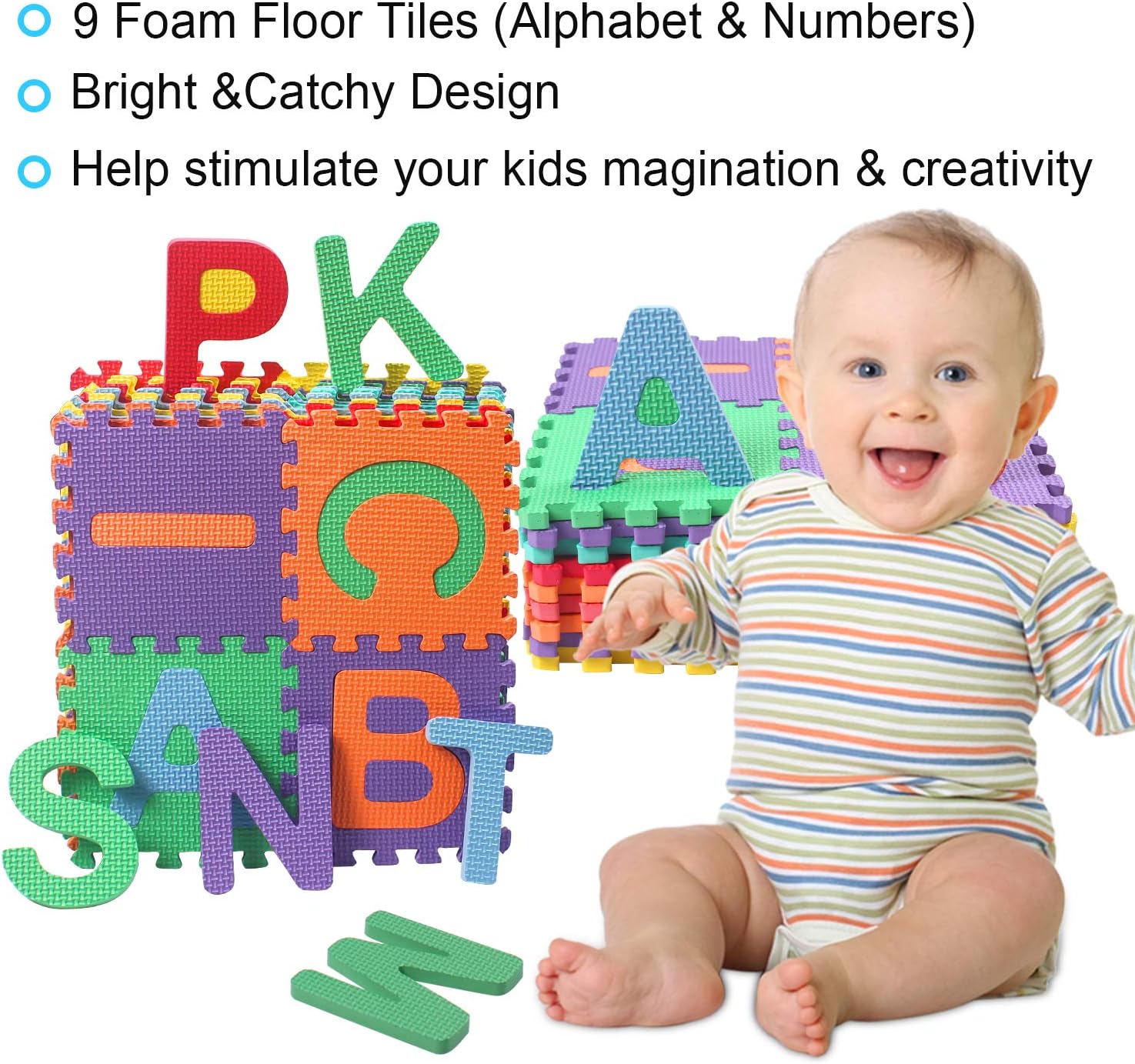 StillCool Baby Foam Play Mat (36-Piece Set) 5.9x5.9 Inches Interlocking Kid's Floor Puzzle Colorful EVA Tiles: Toys & Games