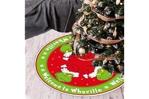 CHEROLOVEN Funny Christmas Tree Decorations, 48 Inch Christmas Tree Skirt, Soft Christmas Tree Collar, Holiday Home Indoor Floor Decor, White Elephant Gift Xmas Stocking Stuffer - Welcome to Whoville