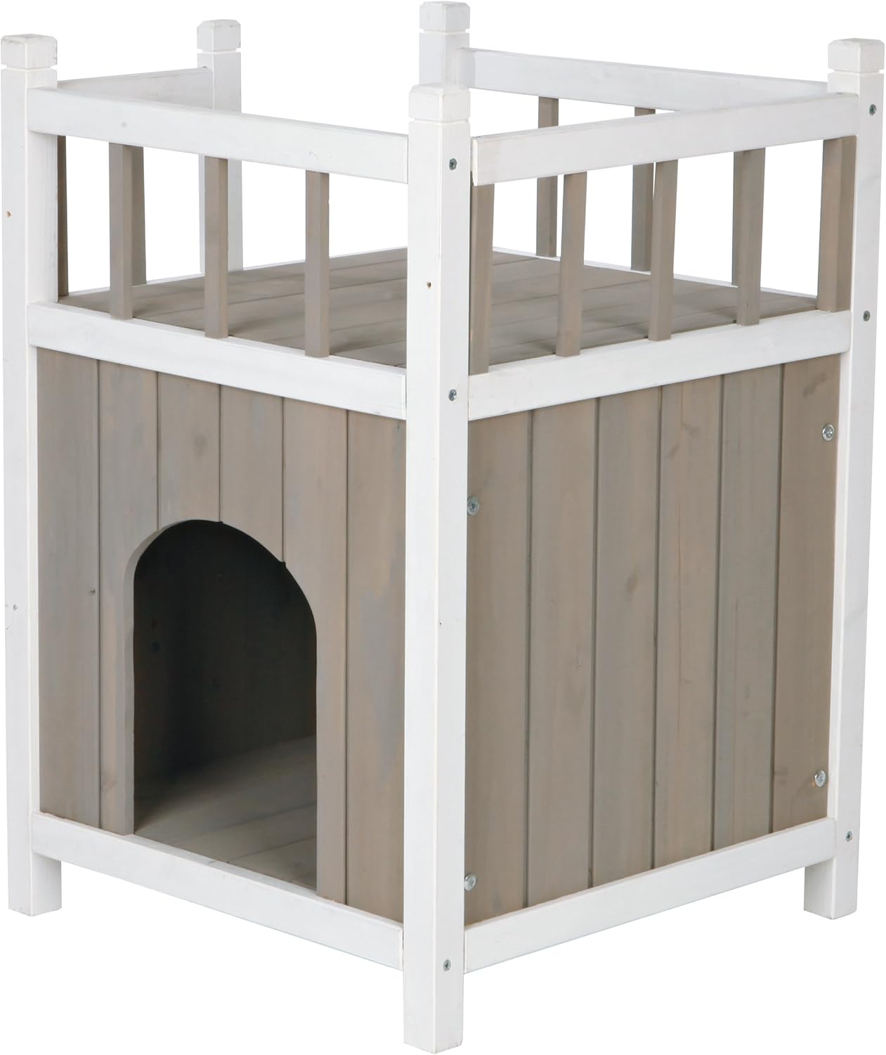 Trixie Pet Products Wooden Pet Home with Balcony, Gray/White : Pet Supplies