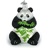 Old World Christmas Panda with Bamboo Glass Blown Ornament for Christmas Tree, Handcrafted Holiday Decoration, Wildlife Animal Collection