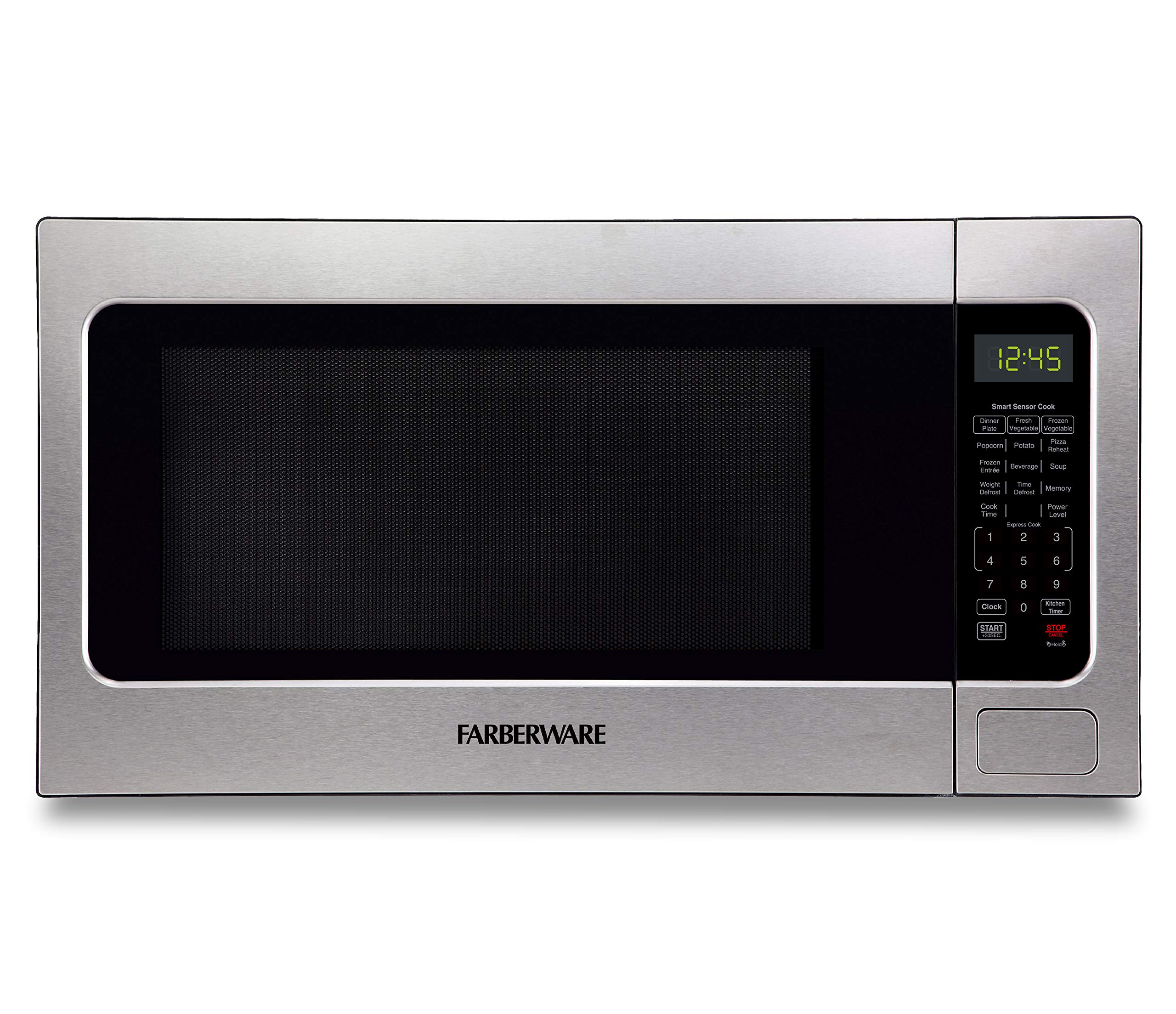 Photo 1 of Farberware FMO07AHTBKJ Countertop Microwave Oven with Smart Sensor, LED Lighting, Child Lock-for Apartments and Dorms, 2.2 Cu. Ft, Stainless Steel