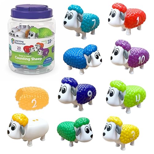 Learning Resources Snap-n-Learn Counting Sheep - 20 Pieces, Ages 18+ months Toddler Learning Toys, Counting and Sorting Toys, Farm Animals Toys for Kids