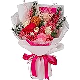 Loveliome Preserved Flowers Bouquet Natural Long Lasting Real Flowers, Forever Love Eternal Rose Flower Decorative, Anniversary Birthday Mothers Day Flowers, Hot Pink