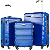 Coolife 3-Piece Lightweight Hardside Spinner Luggage Set with TSA Lock