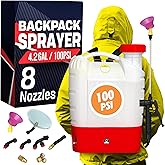 4.2 Gallon Battery Powered Backpack Sprayer - 8 Nozzles, 100PSI Cutoff Pressure, Long Battery Life, Wide Mouth, High-Pressure