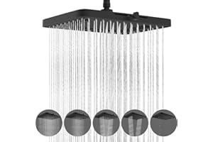 Hibbent 5 Spray Modes Shower Head, 13'' High Pressure Rain Shower Head, Large Rainfall Showerhead, High Flow Waterfall Bathro