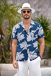 COOFANDY Mens Hawaiian Shirt Short Sleeve Floral