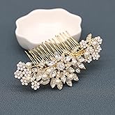 Ammei Headpiece Rose Gold Wedding Hair Comb With Pearls and Crystals Wedding Hair Accessories Bridal Headpiece Or For Parties (Gold)