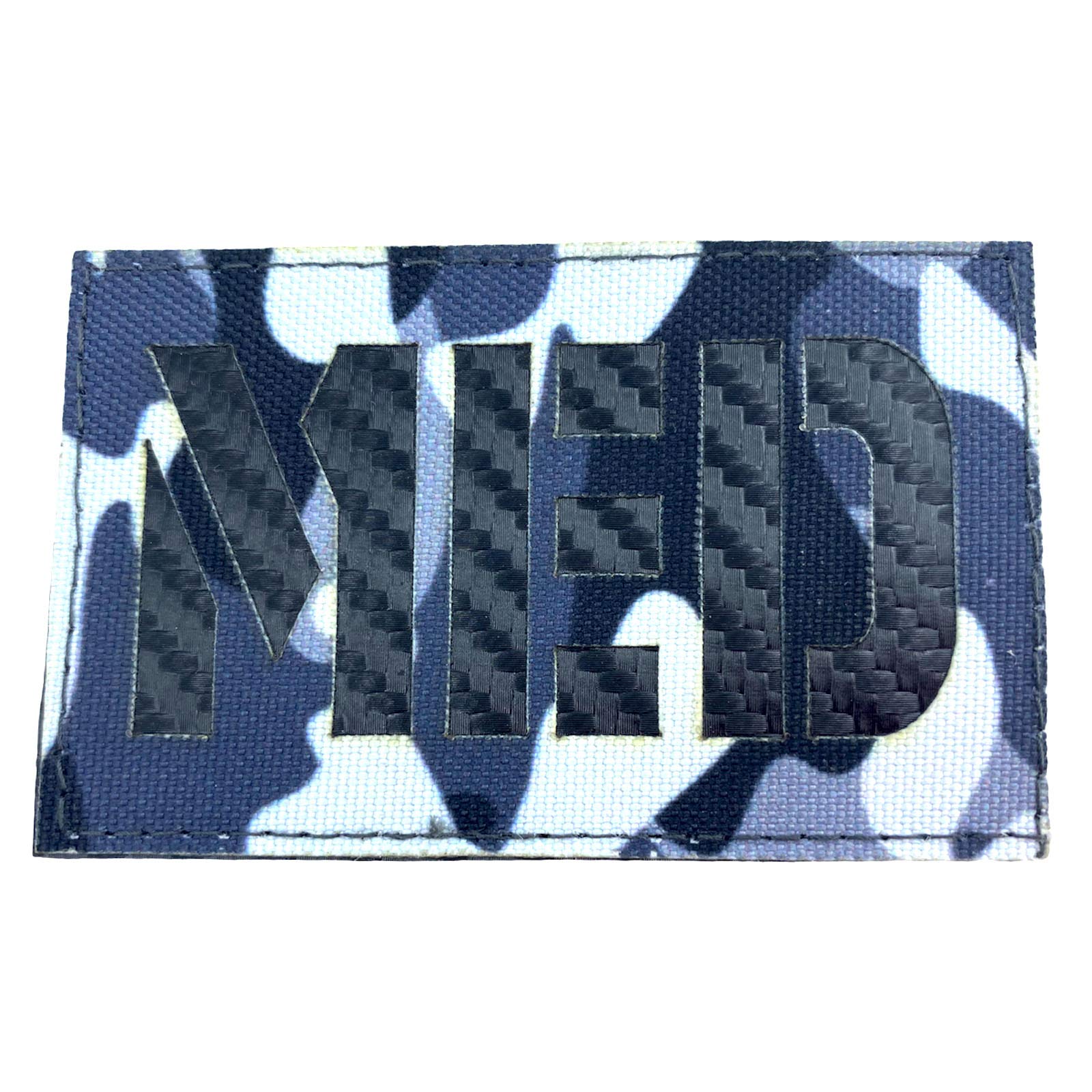 MED Medic Carbon Fibre Camouflage Tactical Laser Cut Airsoft Field Patch (Black Camo)