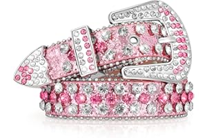 SUOSDEY Kids Rhinestone Western Belt for Girls Boys, Cowboy Cowgirl Diamond Studded Bling Leather Belt