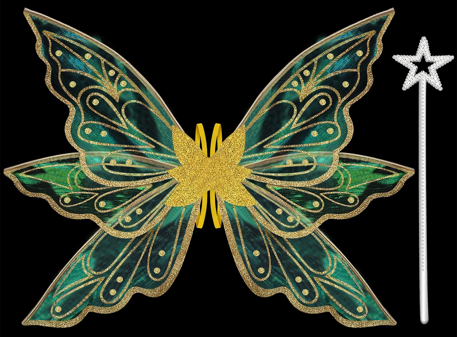 Fairy Wings for Adult Women, Butterfly Wings for Girls,Sparkle Angel Wings Halloween Costume Dress Up Party Favor for Halloween Chrismas Birthday Party (Gold)