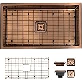 Strictly Sinks 32 Inch Undermount Single Bowl Kitchen Sink – Copper Kitchen Sink Designer Shelf Accessory 16 Gauge Stainless 