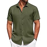 COOFANDY Men's Summer Beach Vacation Shirt Casual Button Down Short Sleeve Shirt Hawaiian Tropical Resort Wear