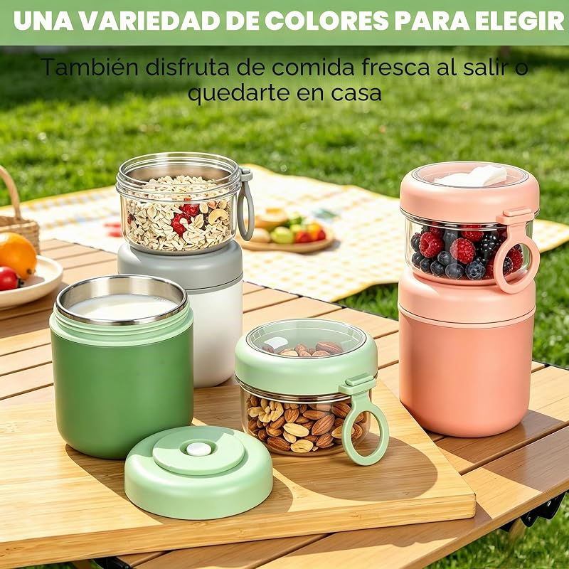 Vaso Yogur y Cereales para Llevar, Vaso para Yogur Tiene 2 Compartimentos