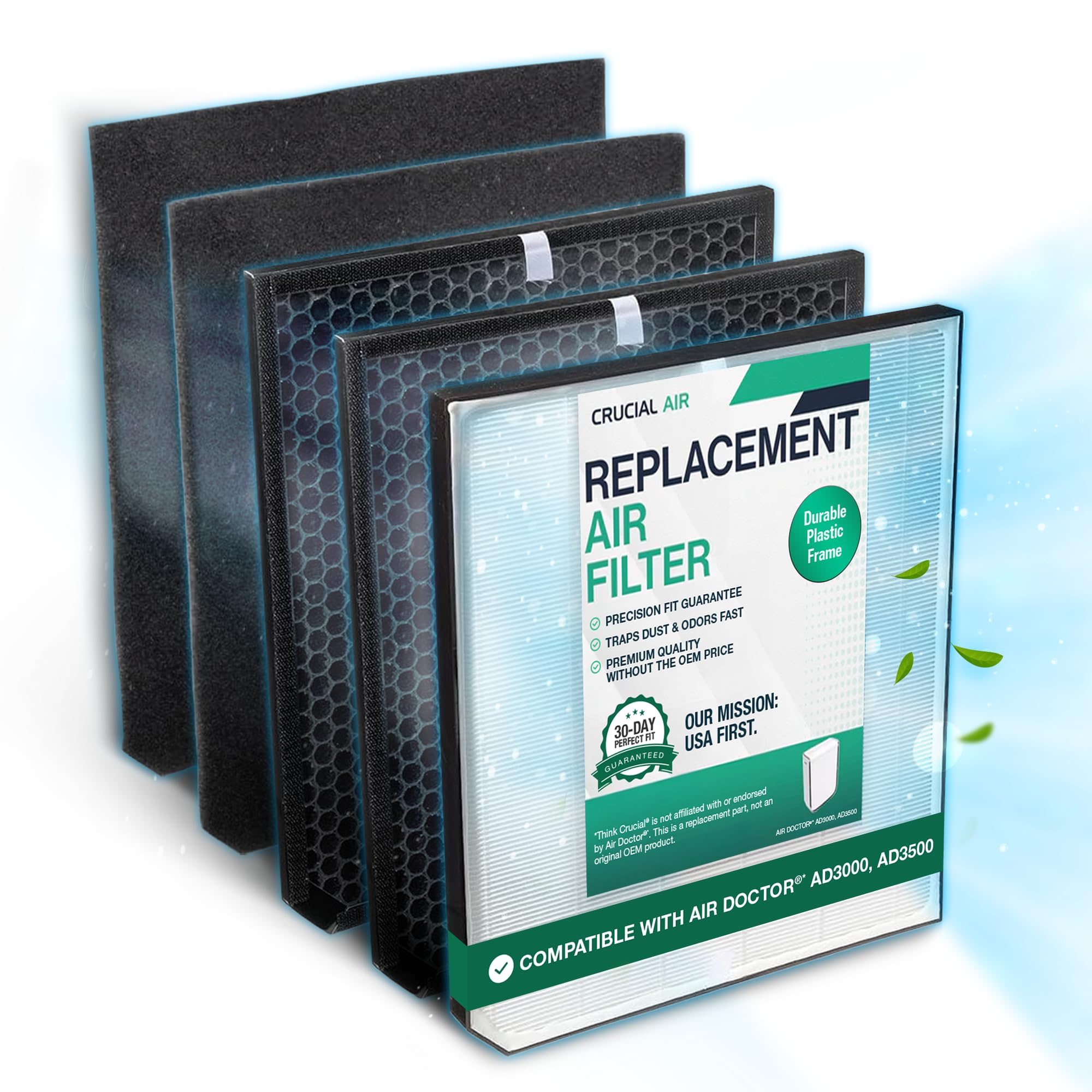 Photo 1 of Air Purifier Filter Replacement – Compatible with Air Doctor AD3000 / AD3500 – Includes 1 Efficient Air Filter and 2 Carbon Filters + 2 Pre Filters - This is Third Party-Product