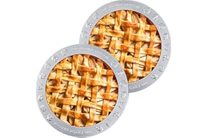 Dunkive 2 Pack Pie Crust Shield, Aluminum Pie Crust Protector Fits 9.5-Inch to 10.5 Inch Pie Plates, Non-Stick Pie Shield for Baking Ideal for Home Kitchens and Bakers