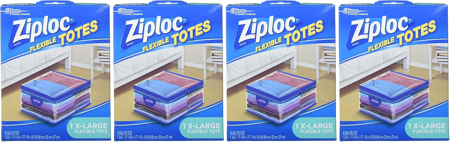 Ziploc Storage Bags for Clothes, Flexible Totes for Easy and Convenient Storage, 1 XL Bag, Pack of 4 (4 Total Bags): Health & Personal Care