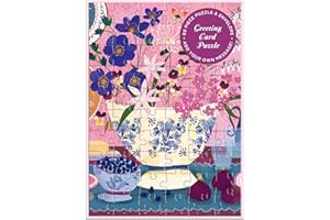 Galison Art of The Table – Floral Greeting and Jigsaw Puzzle Card Includes Color Coordinated Envelope and Sticker Seal