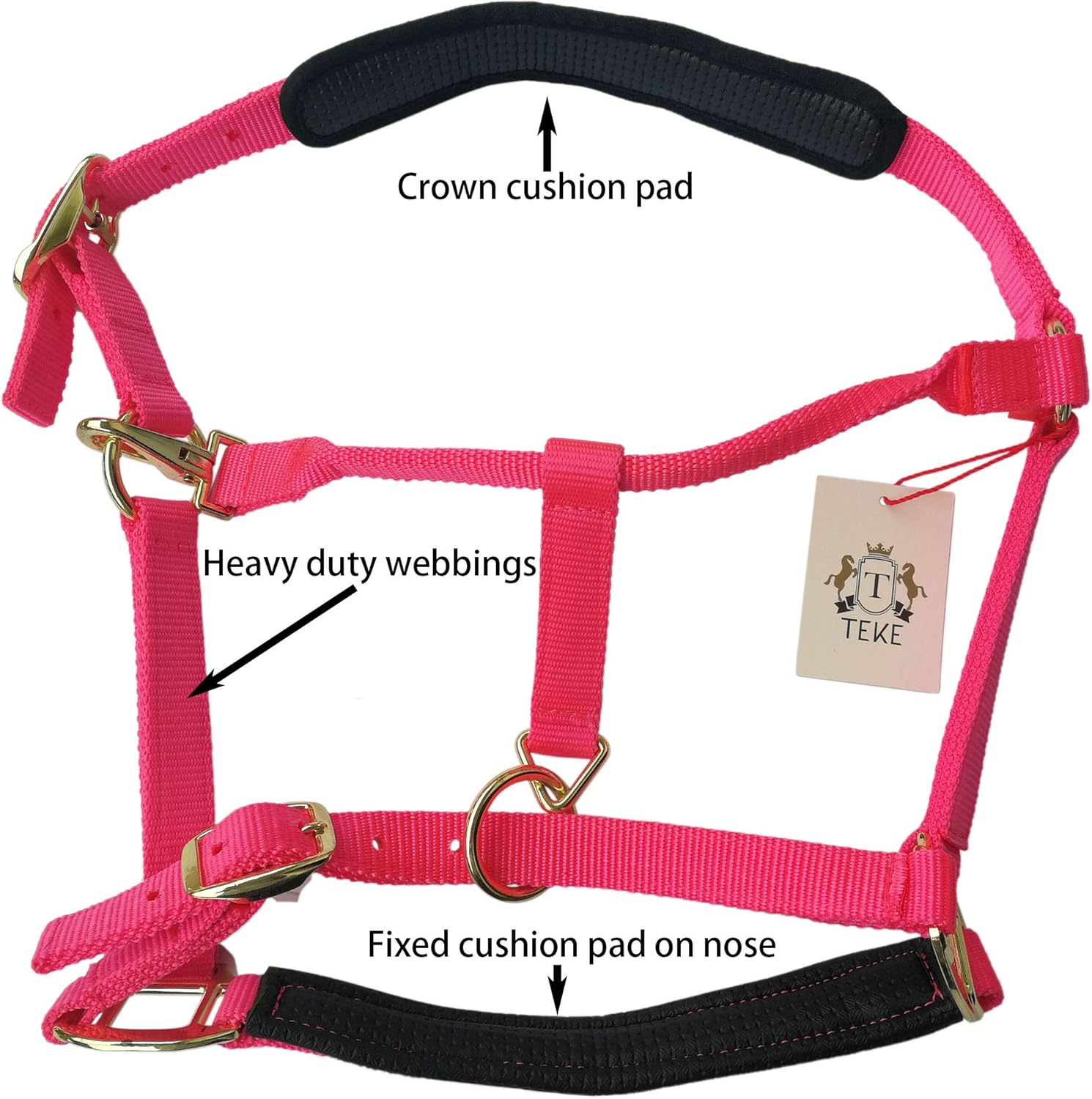 TEKE Horse Halter Adjustable with Cushioned Padding: Sports & Outdoors
