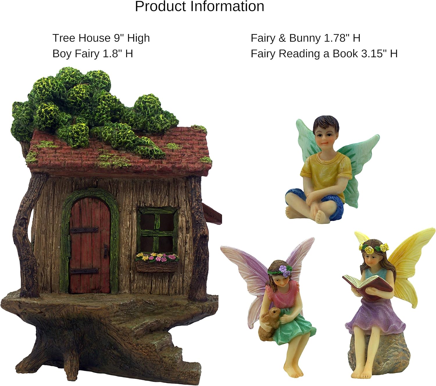 PRETMANNS Fairy House Kit, Fairy Garden Accessories for Outdoor Miniature Village Decor with Three Fairies, House - Image 3